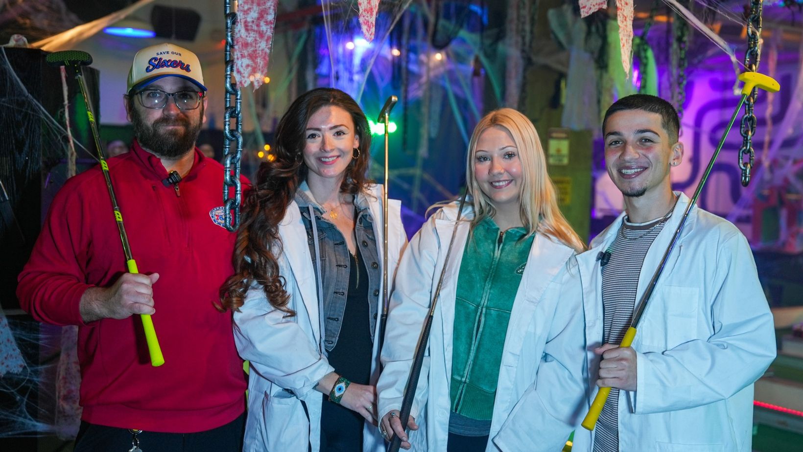 Families enjoy Halloween-themed mini-golf at Libertee Grounds.